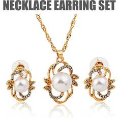 Jewelry Sets Ausyst Sold by: WZJYXX, Necklace for Women Fashion Trend Luxury Bridal Wedding Jewelry Diamond Pearl Earring Necklace Set Jewelry for Women on Sale Clearance