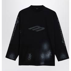 Balenciaga T-shirts Balenciaga 3B Stencil Black T-Shirt With Spots