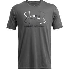 Grey - Men Tank Tops Under Armour Foundation T-Shirt Castlerock/White