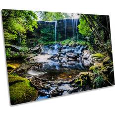Union Rustic Tropical Rain Forest Waterfall CANVAS WALL Framed Art