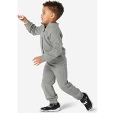 Domyos Kids' Basic Warm Regular-fit Tracksuit Grey Blue Grey/black