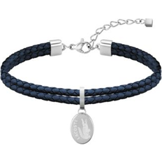 Lacoste Bracelets Lacoste Double Braided Navy Leather Charm Bracelet Blue ONE SIZE