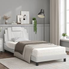 vidaXL Seng Med Madras 90x190 cm Kunstlæder Hvid Boxmadras