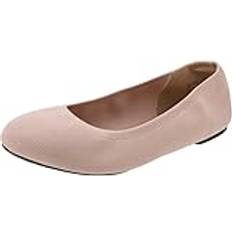 Beige Ballerinas Amazon Essentials Women's Knit Ballet Flat, Sand, Wide