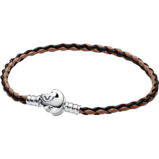 Brown Jewelry Pandora Disney The Lion King Clasp Moments Braided Leather Bracelet - Silver/Brown/Black