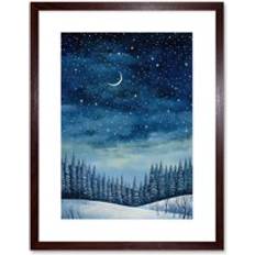 Transparent Framed Art ARTERY8 Print Clear Sky Starry Night Forest Oil Framed Art