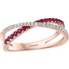 Rings Effy 1/6 ct. t.w. Diamond and 1/4 ct. t.w. Ruby Ring in 14K Rose Gold, Rose Gld