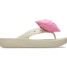 Crocs Rubber Flip-Flops Crocs Classic Platform Bow Flip - Bone