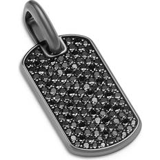 David Yurman Charms & Pendants David Yurman Men's Chevron Tag in Black Titanium with Sterling Silver and Black Diamonds, 27mm