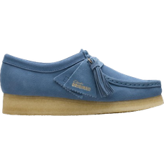 Laced - Women Moccasins Clarks Wallabee - French Blue Suede