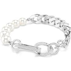 Berlockarmband Swarovski Dextera bracelet, Crystal pearl, Mixed links, White, Rhodium plated