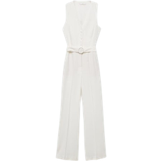 Damen - XXS Jumpsuits & Overalls Mango Yolan2 Belt Long Jumpsuit - Off White