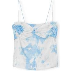 Tie Dye Hauts Ganni Printed Satin Slip Top - Powder Blue