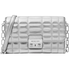 Michael Kors Tribeca Large Metallic Leather Convertible Crossbody Bag - Silver