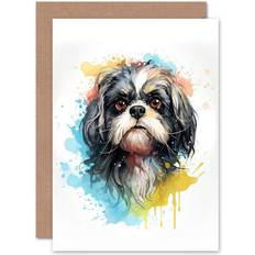 ARTERY8 Greeting Card Shih Tzu Lovers Gift Watercolour Pet Portrait