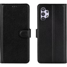 Rvelon Wallet Case With Stand for Galaxy A32 5G, Black