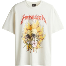 H&M Loose Fit Printed T-shirt - White/Metallica