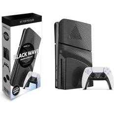 Maxx Tech MAXX TECH Slim Faceplates + Controller Faceplates - Black Wave - Cover PlayStation