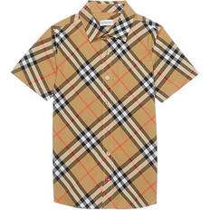 Childrens Check Cotton Shirt Sand 10Y