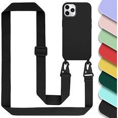 Cadorabo LIQUID BLACK Mobile Phone Chain for Apple iPhone 11 PRO TPU Silicone Case Cover Necklace Lanyard Black