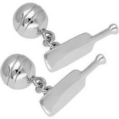 Jewellerybox Sterling silver cricket bat & ball cufflinks