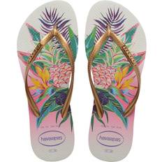 Femme - Multicolore Tongs Havaianas Tongs Femme Slim Tropical - Blanc