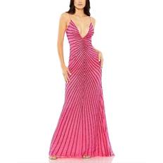 Mac Duggal Beaded Detail Low Gown Hot Pink Ombre