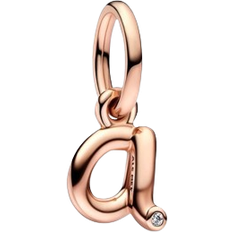 Pandora Gold Charms & Pendants Pandora Letter A Script Alphabet Dangle Charm - Rose Gold/Transparent