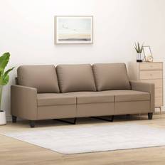 vidaXL 3-Sitssoffa Cappuccino 180 cm Konstläder Soffa