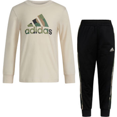 Beige Children's Clothing adidas Kid's Chi LS Ctn Tee Tri Jogger Set - Alumina (IV4097)