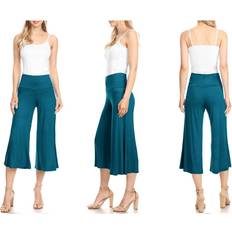 Turquoise - Women Pants Cropped Wide-Leg Lounge Pants Teal 2X-Large