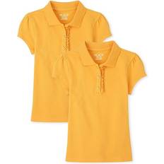 L Polo Shirts Children's Clothing The Children's Place Girl's Uniform Ruffle Pique Polo 2-pack - Yellow Pencil