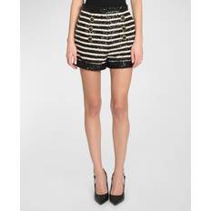 Balmain Shorts Balmain Sequined Striped Shorts - Black