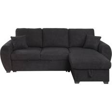 Sleeper sofa with storage Lilola Home Upholstered Sectional Black Sofa 95" 3 Seater