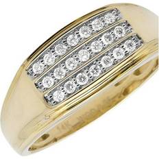 SI (1-2) - Wedding Rings Jewelry Unlimited 14k yellow gold three rows prong-set diamond engagement wedding ring band 0.40ct 4.2000