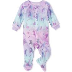 The Children's Place 18-24M Pajamases The Children's Place Baby Toddler Girls Zip-Front One Footed Pajama, Allover Unicorn, 3-6 Months