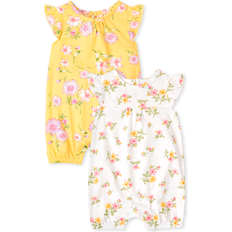 The Children's Place 1-3M Bodysuits The Children's Place Baby Girls Floral Romper 2-Pack 18-24 Sunset Gold 100% Cotton