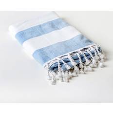 Hammam Beach Striped Turkish Style Bath Towel White, Blue (140x70cm)