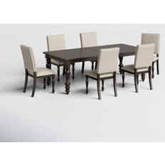 Birch Lane Demaria Grayish Brown/Beige Dining Set 90x42" 7