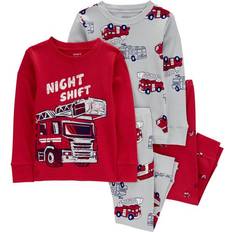 Carter's Toddler Firetruck Snug Fit Cotton Pajamas 4-piece - Red