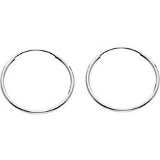 Unisex - White Gold Earrings 14k white gold round flexible thin continuous endless hoop earrings