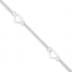 Silver Anklets Goldia Silver 10inch polished heart anklet qg1222 White mm