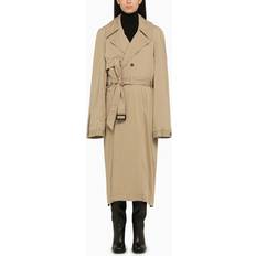 Balenciaga Outerwear Balenciaga Single-Breasted Beige Cotton Trench Coat