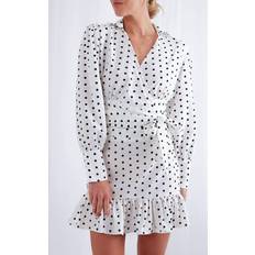 Polka Dots Tops Pretty Lavish Aiden Wrap Blouse Polka Dot