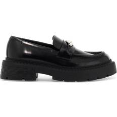 6.5 - White Loafers Jimmy Choo Black Marlow Diamond Logo Embellished Leather Loafers - Black