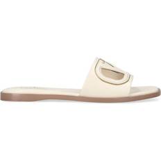 Valentino Garavani Women Slides Valentino Garavani Leather Cut-Out Vlogo Slides white