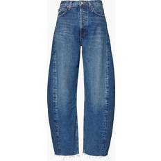 Agolde Womens Split two Shades Ind Luna Pieced Faded-wash Wide-leg High-rise Organic-denim Blend Jeans