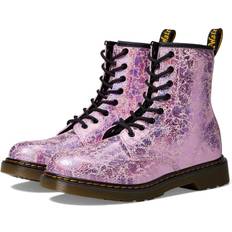 Pink Boots Dr. Martens Kids Pink 1460 Crinkle Big Kids Boots Pink Disco Crinkle 6Y