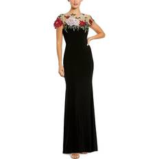 Sequins Clothing Mac Duggal Embroidered Floral Detail A-Line Gown