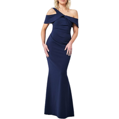 Goddiva One Shoulder Knot Maxi - Navy